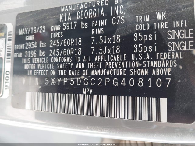 KIA gdi lambda-ii 2023 5XYP5DGC2PG408107 Image 9