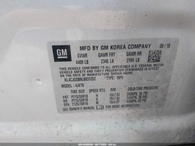 2020 BUICK ENCORE KL4CJGSB9LB031252 Photo 8