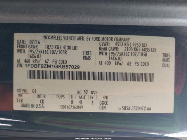 1FDBF9ZM1GKB57029 Ford Transit