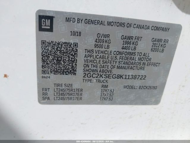 2GC2KSEG8K1138722 Chevrolet l96 - e85 max, iron