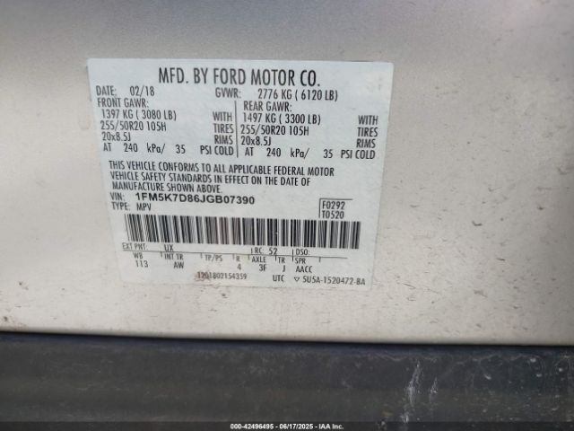 2018 FORD EXPLORER 1FM5K7D86JGB07390 Photo 8