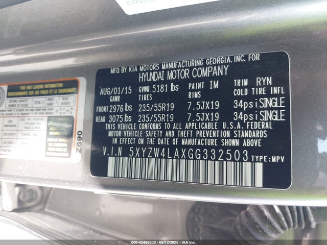 5XYZW4LAXGG332503 Hyundai t-gdi theta ii