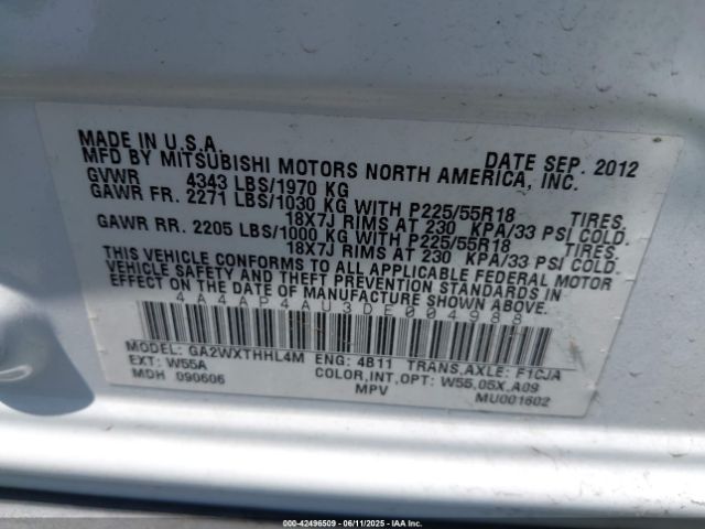 2013 MITSUBISHI OUTLANDER SPORT 4A4AP4AU3DE004988 Photo 8