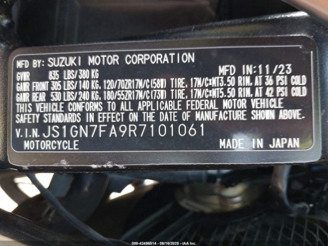 2024 SUZUKI GSX-R600 JS1GN7FA9R7101061 Photo 9