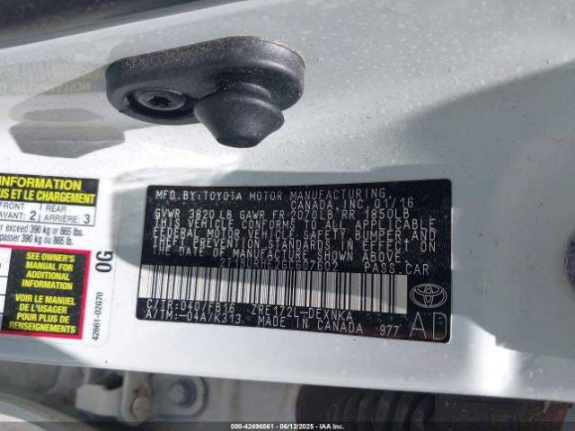 2T1BURHE2GC607602 Toyota COROLLA LE