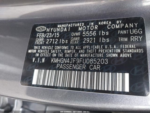 KMHGN4JF9FU085203 Hyundai Genesis 5.0