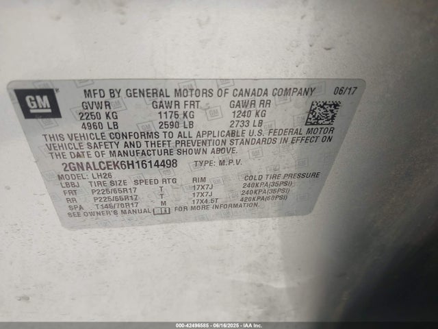 2GNALCEK6H1614498 Chevrolet lea - sidi: spark ignited direct injection, e85 max, alum