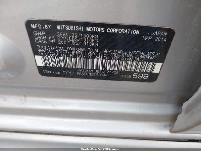 2014 MITSUBISHI LANCER JA32U2FU9EU021706 Photo 8
