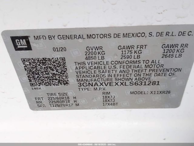 2020 CHEVROLET EQUINOX 3GNAXVEXXLS631281 Photo 8