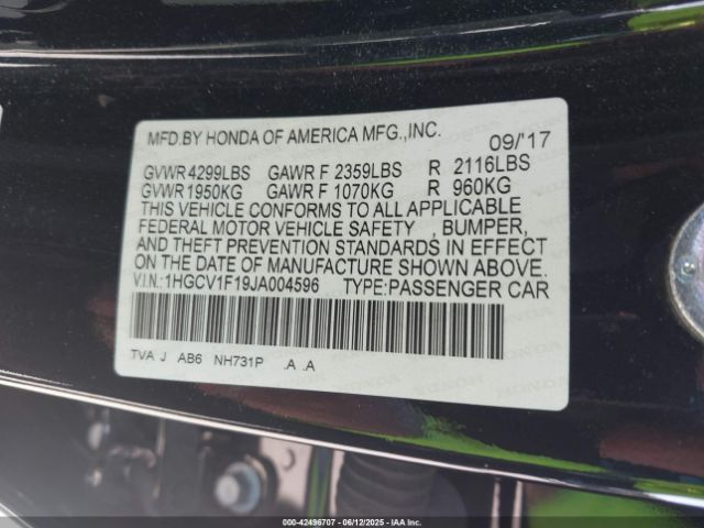 1HGCV1F19JA004596 Honda l15be