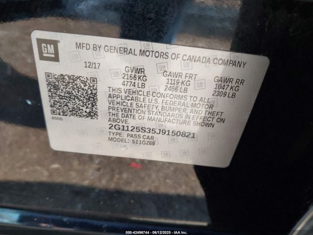 2018 CHEVROLET IMPALA 2G1125S35J9150821 Photo 8