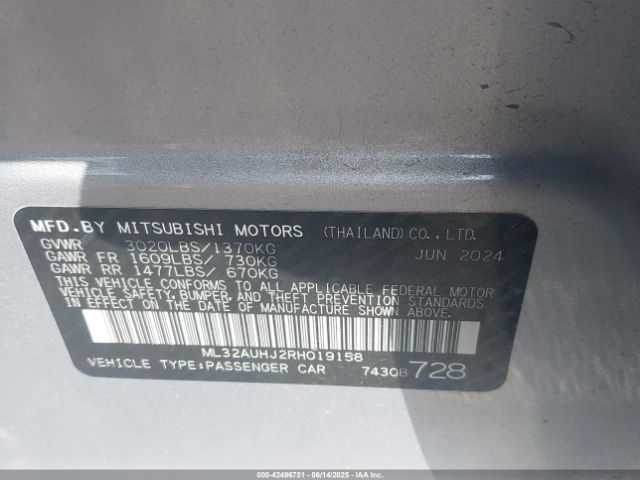 2024 MITSUBISHI MIRAGE ML32AUHJ2RH019158 Photo 8