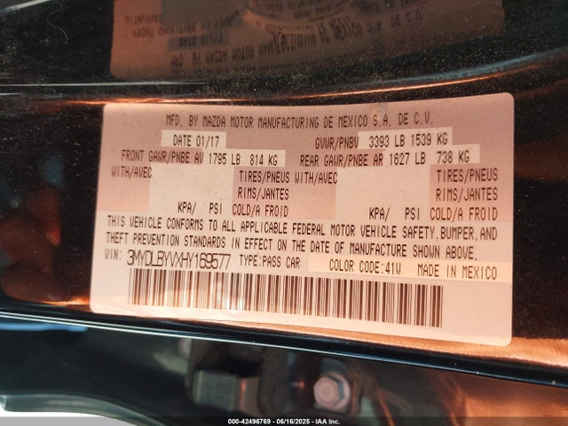 3MYDLBYVXHY169577 Toyota p5v