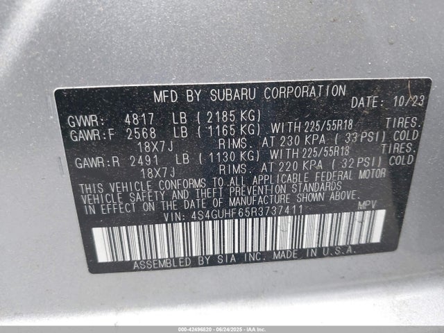4S4GUHF65R3737411 Subaru na