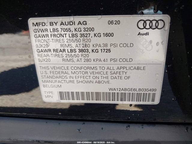 2020 AUDI E-TRON SPORTBACK WA12ABGE6LB035499 Photo 8