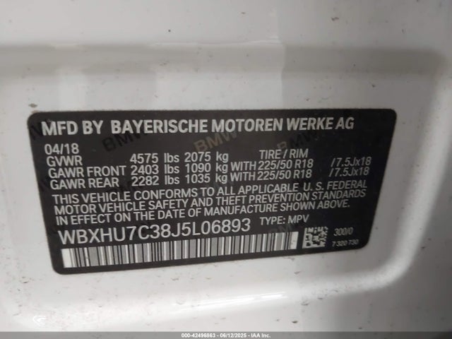 WBXHU7C38J5L06893 BMW X1