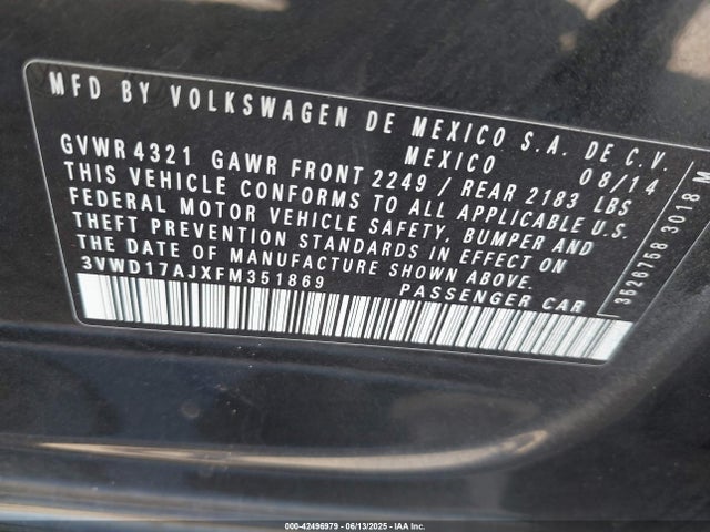 3VWD17AJXFM351869 Volkswagen 1.8t