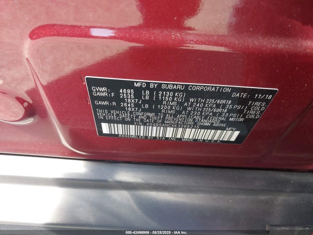 4S4BSANCXK3266215 Subaru na u5