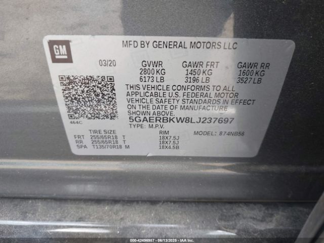 2020 BUICK ENCLAVE 5GAERBKW8LJ237697 Photo 8