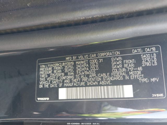 2018 VOLVO XC60 LYVA22RK2JB113919 Photo 8