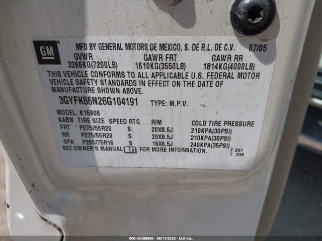 2006 CADILLAC ESCALADE ESV 3GYFK66N26G104191 Photo 8