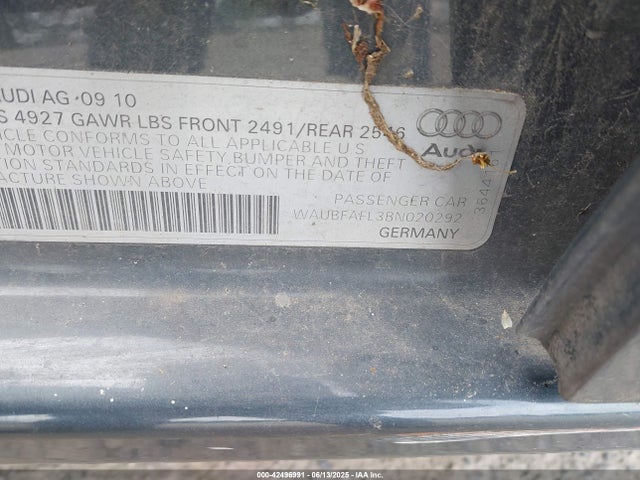 2011 AUDI A4 WAUBFAFL3BN020292 Photo 8