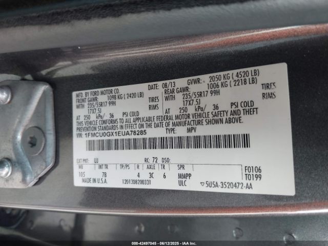 1FMCU0GX1EUA78285 Ford ESCAPE SE