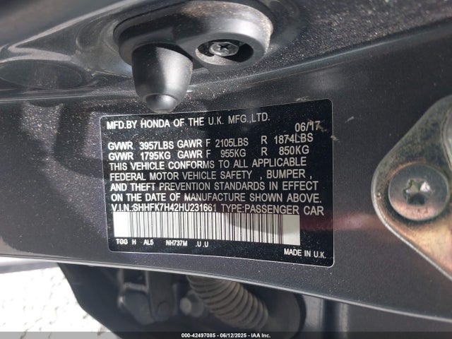 SHHFK7H42HU231661 Honda l15ba
