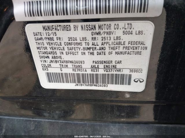 2015 INFINITI Q50 JN1BV7AR8FM424093 Photo 8