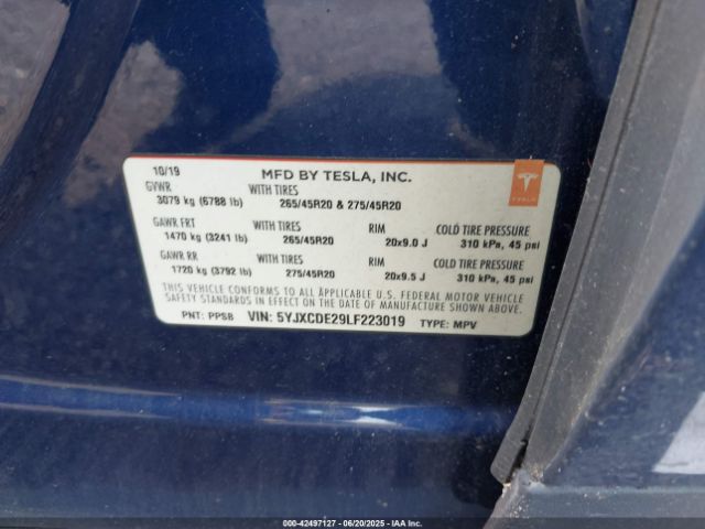 5YJXCDE29LF223019 Tesla 2020