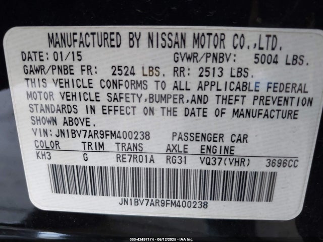 Infiniti Q50 BASE 2015 JN1BV7AR9FM400238 Image 21