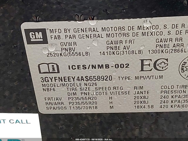 2010 CADILLAC SRX 3GYFNEEY4AS658920 Photo 8