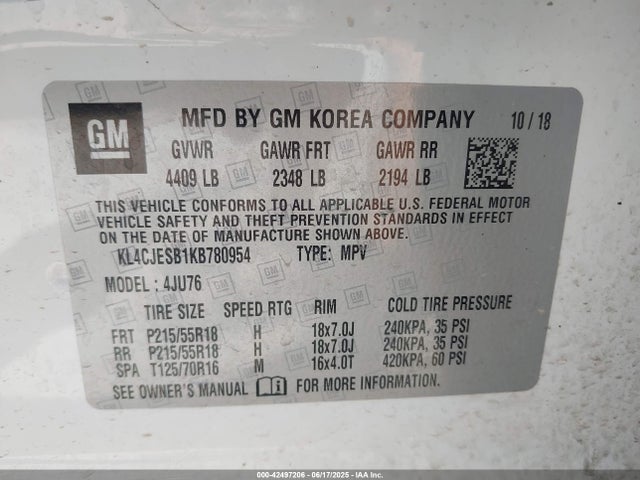 Buick luv: mfi, variable valve timing, alum, e85 max 2019 KL4CJESB1KB780954 Image 9