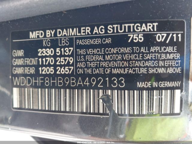 2011 MERCEDES-BENZ E 350 WDDHF8HB9BA492133 Photo 8