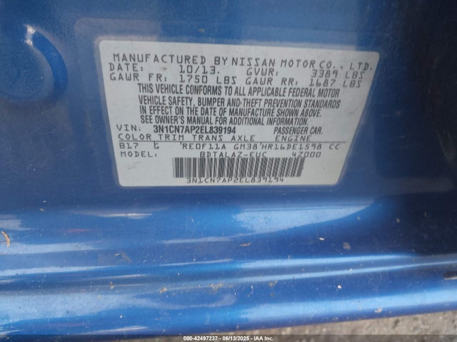 Nissan 2014 2014 3N1CN7AP2EL839194 Image 9
