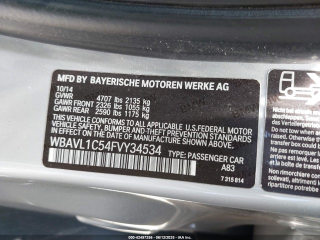WBAVL1C54FVY34534 BMW 2015