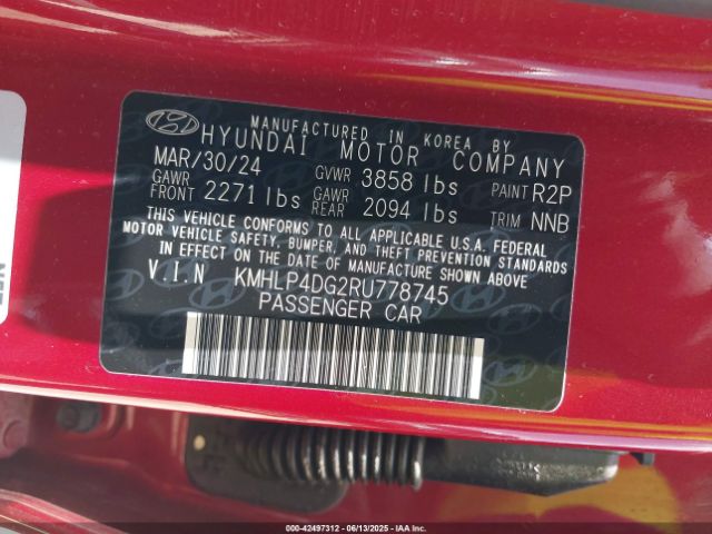 KMHLP4DG2RU778745 Hyundai Elantra Limited