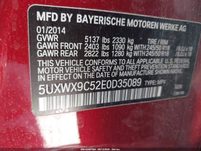 2014 BMW X3 5UXWX9C52E0D35089 Photo 8