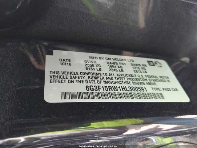 6G3F15RW1HL300591 Chevrolet SS