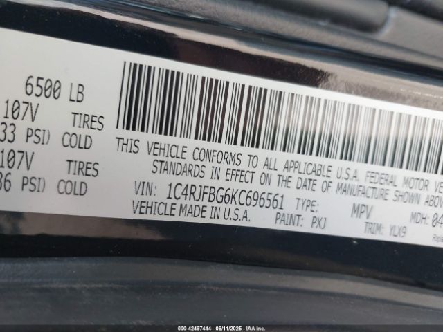 2019 JEEP GRAND CHEROKEE 1C4RJFBG6KC696561 Photo 8