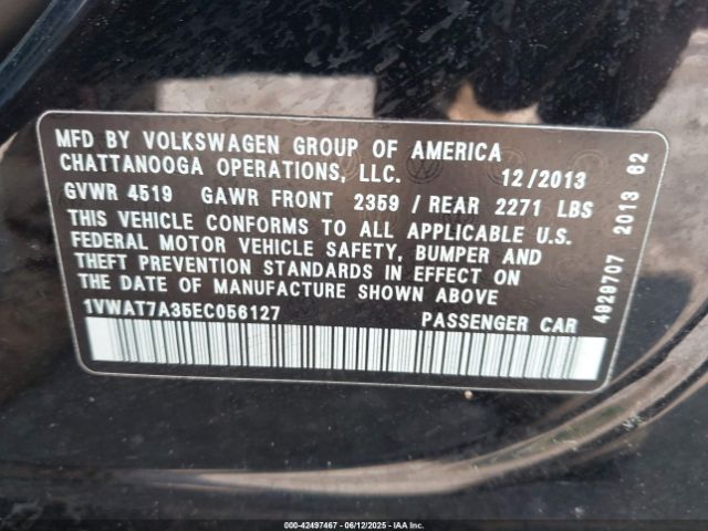 1VWAT7A35EC056127 Volkswagen Passat 1.8t S