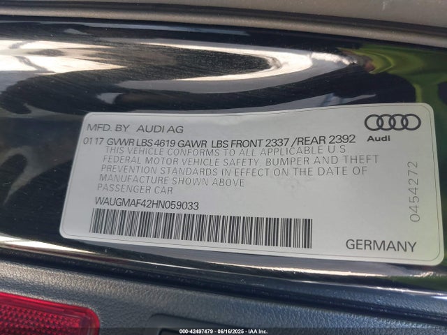 2017 AUDI A4 WAUGMAF42HN059033 Photo 8