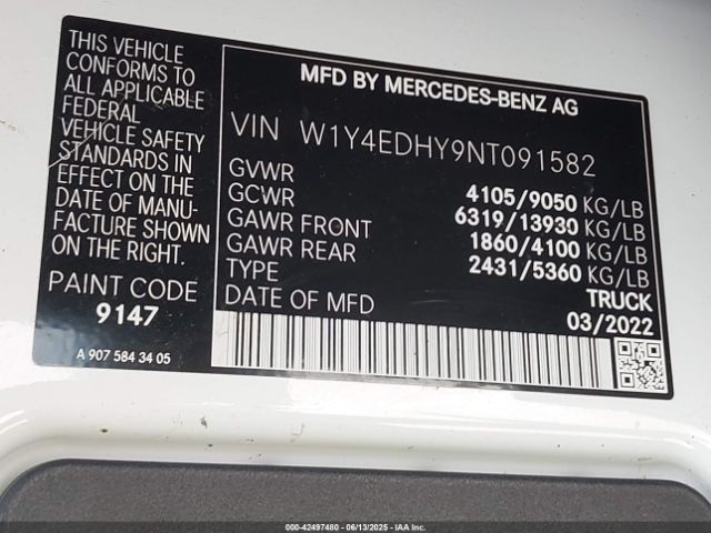 2022 MERCEDES-BENZ SPRINTER 2500 W1Y4EDHY9NT091582 Photo 8