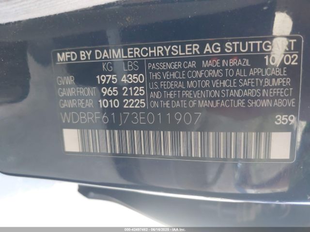 2003 MERCEDES-BENZ C 240 WDBRF61J73E011907 Photo 8