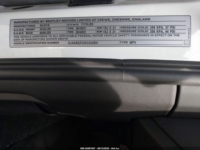2019 BENTLEY BENTAYGA SJAAM2ZV2KC024581 Photo 8