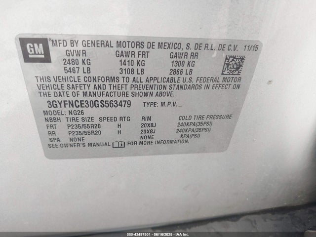 2016 CADILLAC SRX 3GYFNCE30GS563479 Photo 8