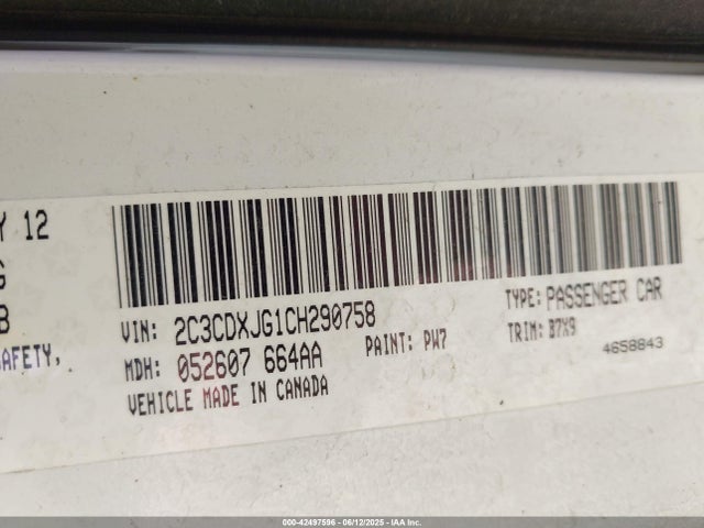 Продаж на аукціоні авто 2012 Dodge Charger Sxt, vin: 2C3CDXJG1CH290758, номер лоту: 42497596