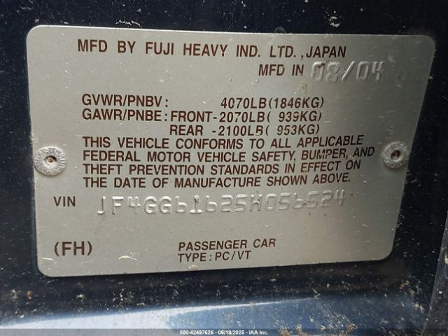 2005 SAAB 9-2X JF4GG61625H056524 Photo 8