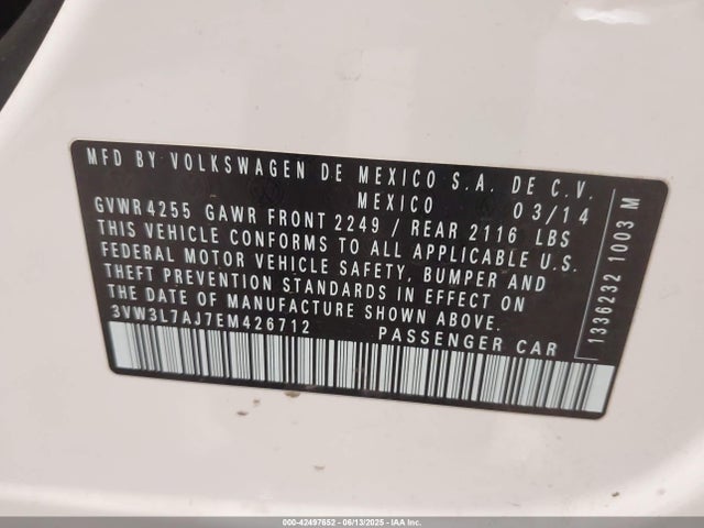 3VW3L7AJ7EM426712 Volkswagen Tdi