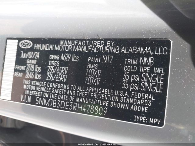 5NMJB3DE3RH428809 Hyundai TUCSON SEL
